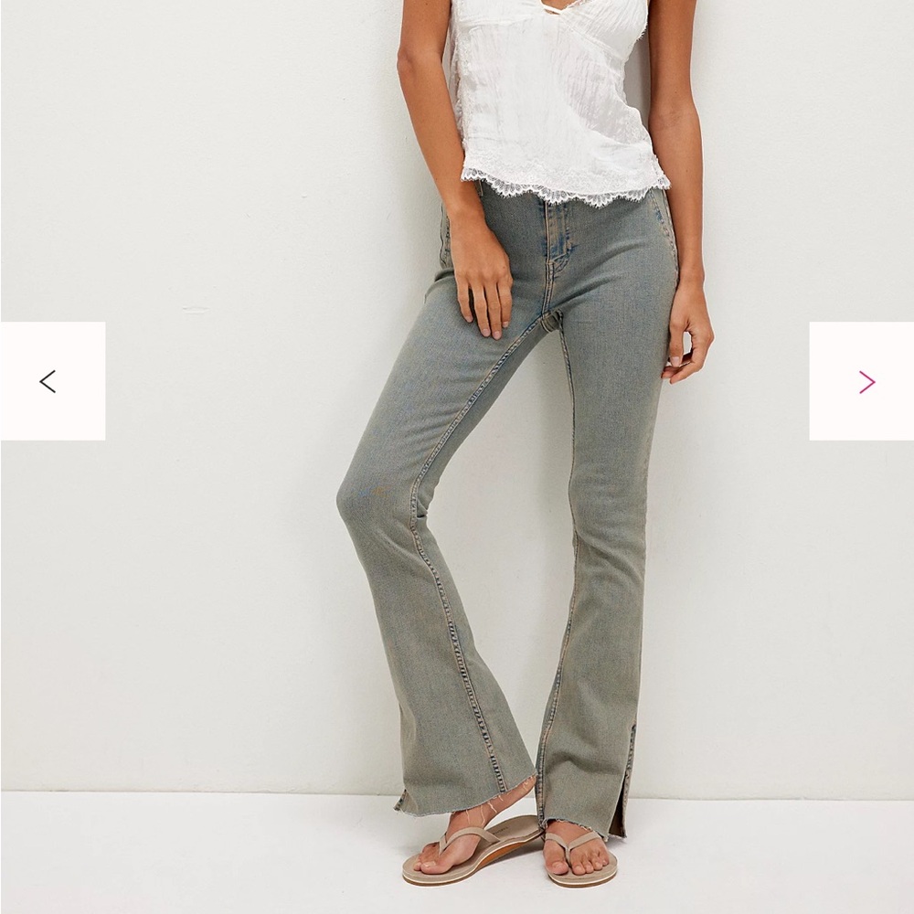 Free People We The Free Level Up Slit Slim Flare Jeans